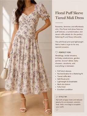 Storia Floral Ruched Midi/Maxi Dress – Size M